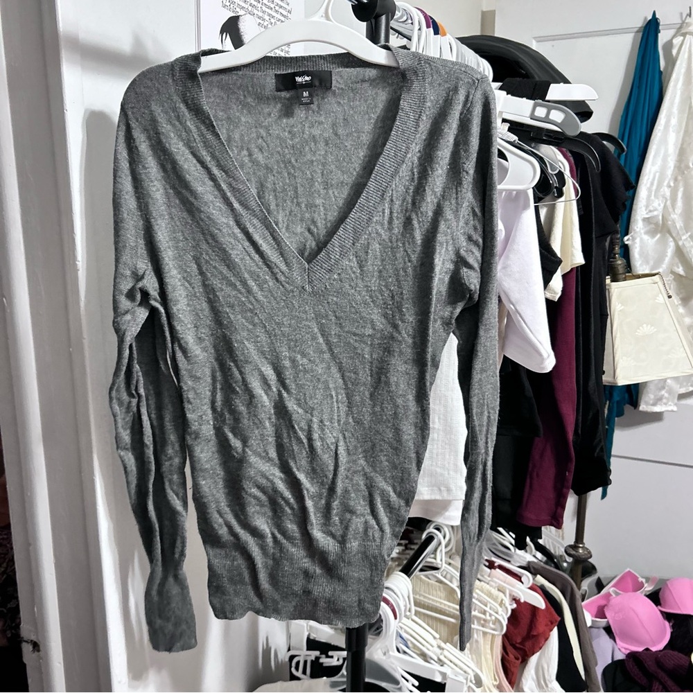 Gray V-Neck Sweater